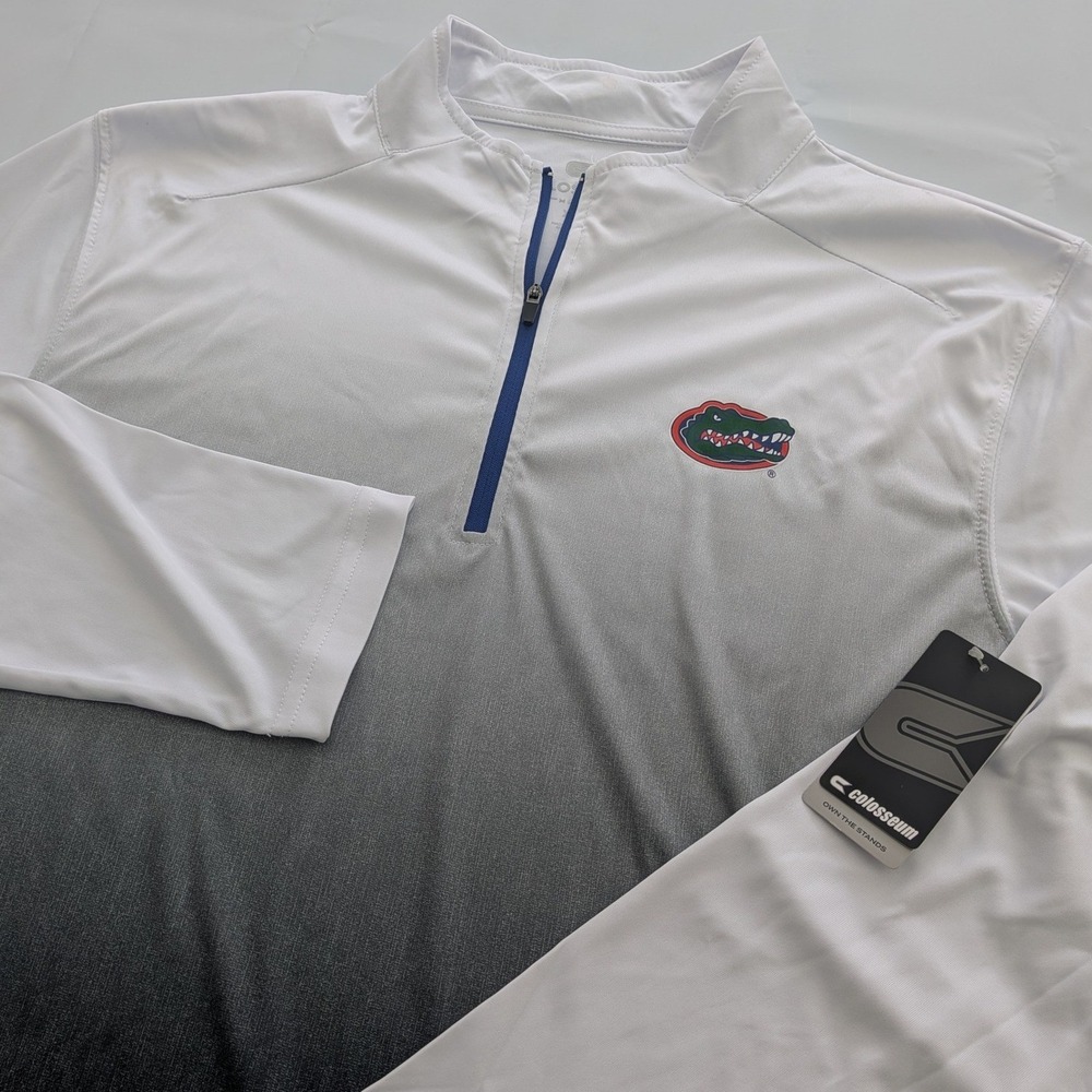 Colosseum Florida Gators 1/4 Zip Pullover Men's XL White Ombre NWT Polyester